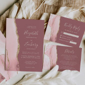 Invitation Tout En Un Vibrer rose or Agate Dusty Rose Mariage