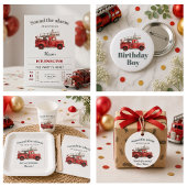 Badge Rond 5 Cm Camion de pompiers Anniversaire Fête de camion de 