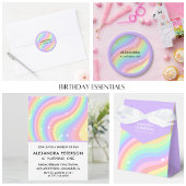 Invitation One Groovy Year Retro Pastel Rainbow Wavy 1st