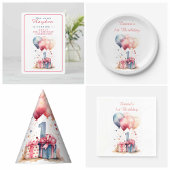 Eerste Verjaardag - Waterverf cadeaus en ballonnen Vlaggetjes