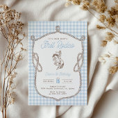 Invitation Première Fête de Rodeo à Gingham Bleu pour 1 an Co