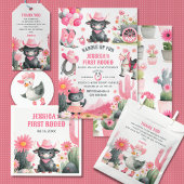 Serviette En Papier Pink Cactus Succulent Motif Aquarelle Occidentale