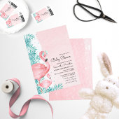 Étiquette Fête de naissance bébé rose flamant et feuilles tr