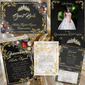 Floral & Gold Leaves - Pearl White RSVP