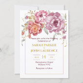 Élégant Faire-part de mariage Floral & Or