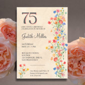 Invitation Elégant 75ème anniversaire - Floral Party Design