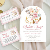 Boho Floral Anchor Nautical Girl Diaper Raffle Informatiekaartje