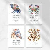 Save The Date Floral Hermit Crab Coastal Beach Wedding Nautical