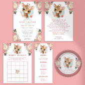 Invitation Giraffe florale Baby shower Bingo Jeu