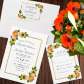 Invitation En Aluminium Frame Or Floral Anniversaire