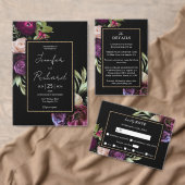 Numéro De Table Mariage Moody Floral violet foncé (Personnalisez la collection de ce créateur indépendant. )