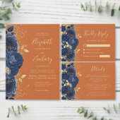 Numéro De Table Mariage orange brulé bleu or bleu marine (Personnalisez la collection de ce créateur indépendant.)