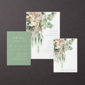 Papier Élégant budget Vert Floral Rose Mariage (Personnalisez la collection de ce créateur indépendant.)