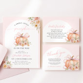 Invitation Pink Bow Pumpkin Floral Baby Shower