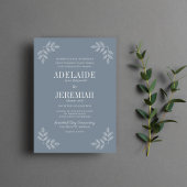 Invitation Mariage Floral Simplicité 2 Bleu Poussiéreux