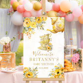 Menu Yellow Floral tea cups with teapot baby shower