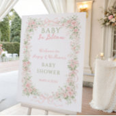 Poster Fleur Bébé Fille Fête de Naissance avec Ruban Flor