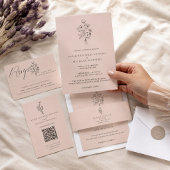 Invitation Bouquet de fleurs noir et blanc Boho Minimal