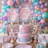 Serviette En Papier Queue de sirène pailletée de fleurs pour 2e annive