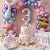 Invitation Queue de sirène pailletée Fleur pour 3ème annivers