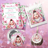 Sticker Rond Roses roses roses mignonnes et Fille bébé souriant