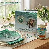 Modern Falling Green Glitter 21st Birthday Cadeaulabel
