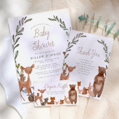 Invitation Fête de naissance Forest Friends & Woodland Greene