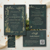 Programme de mariage vert émeraude Fairycore Woodl