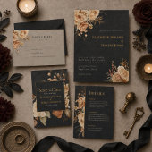 Étiquette d'adresse de mariage florale noire de so