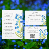 Invitation Tout En Un Oubliez-moi pas Spring Rustic Blue Flowers Mariage
