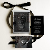 Formal and Classic | QR Code RSVP Black Wedding Kaart