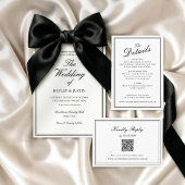 Menu Mariage Formel Élégant Noir et Blanc