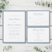 Invitation Mariage Formel Classique Écriture de Bordure Bleu (Personnalisez la collection de ce créateur indépendant.)