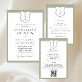 Carte de réponse de mariage à code QR avec blason