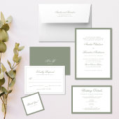 Formele klassieke Sage Green Border Script Wedding Kaart
