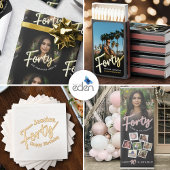 40e geboortedag, fotoscript glitter roos roze kaart