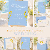 Programme Mariage bouton d'or bleu et jaune