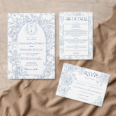 Invitation Élégant Vintage bleu bleu bleu Mariage (Personnalisez la collection de ce créateur indépendant. )