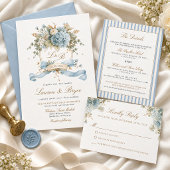 Faire-part de mariage à blason aquarelle Hydrangea