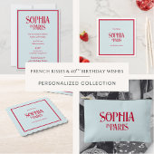 Serviette En Papier French Kisses & 40th Birthday Wishes Paris Party
