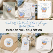 Sticker Rond Douce Mariée Bleue Hydrangea Fête de Mariage