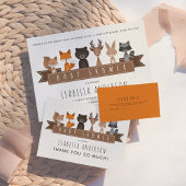 Sticker Rectangulaire Baby shower d'animaux de bois mignons | MERCI