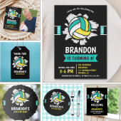 Sticker Rond Funny Volleyball Boy Birthday