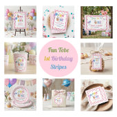 Invitation d'anniversaire rayures roses premier an