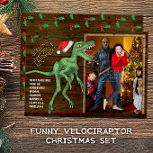 Étiquette Christmas Funny Velociraptor Dinosaur Nom personna