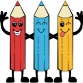 Stylo Noir Bande dessinée de crayons de couleur amusante