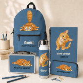 Bouteille d'eau sarcelle foncée chat orange drôle