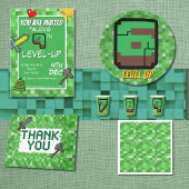 Gamer's Birthday Invitation Green Pixels