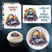 Videogames en het verjaardagsfeest van Pizza Boy Kaart