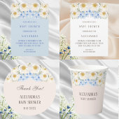 Serviette En Papier Blue Hydrangea White Floral Garden Baby shower